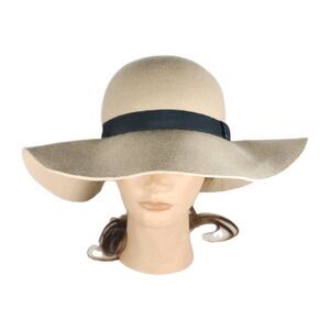 KITTENISH by Jessie James Decker OS Beige 100% Wool Felted Wide Brim Hat NWT